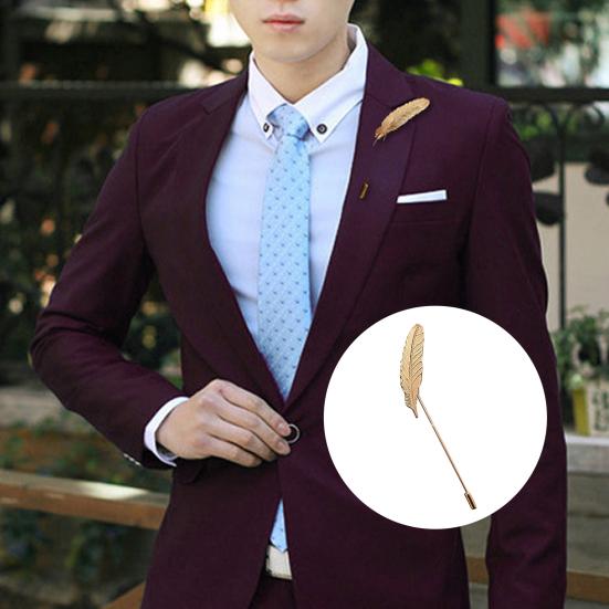 Brooch Elegant Decorative Vintage Men Feather Lapel Pin for Suit