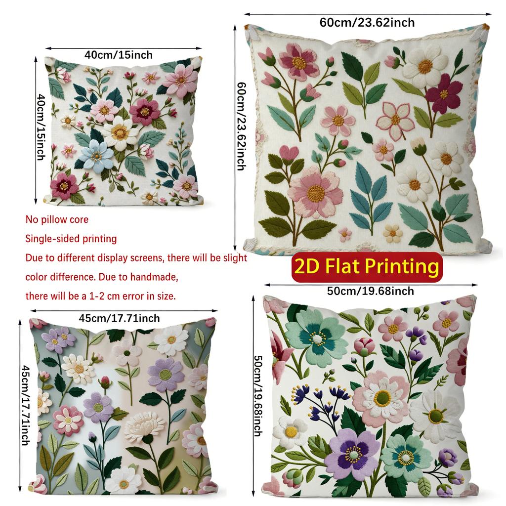 2D Vintage Floral 2D Print Throw Pillow Covers Pattern Cushion Cover Suitable For Sofa Bedroom Car Pillow Cover