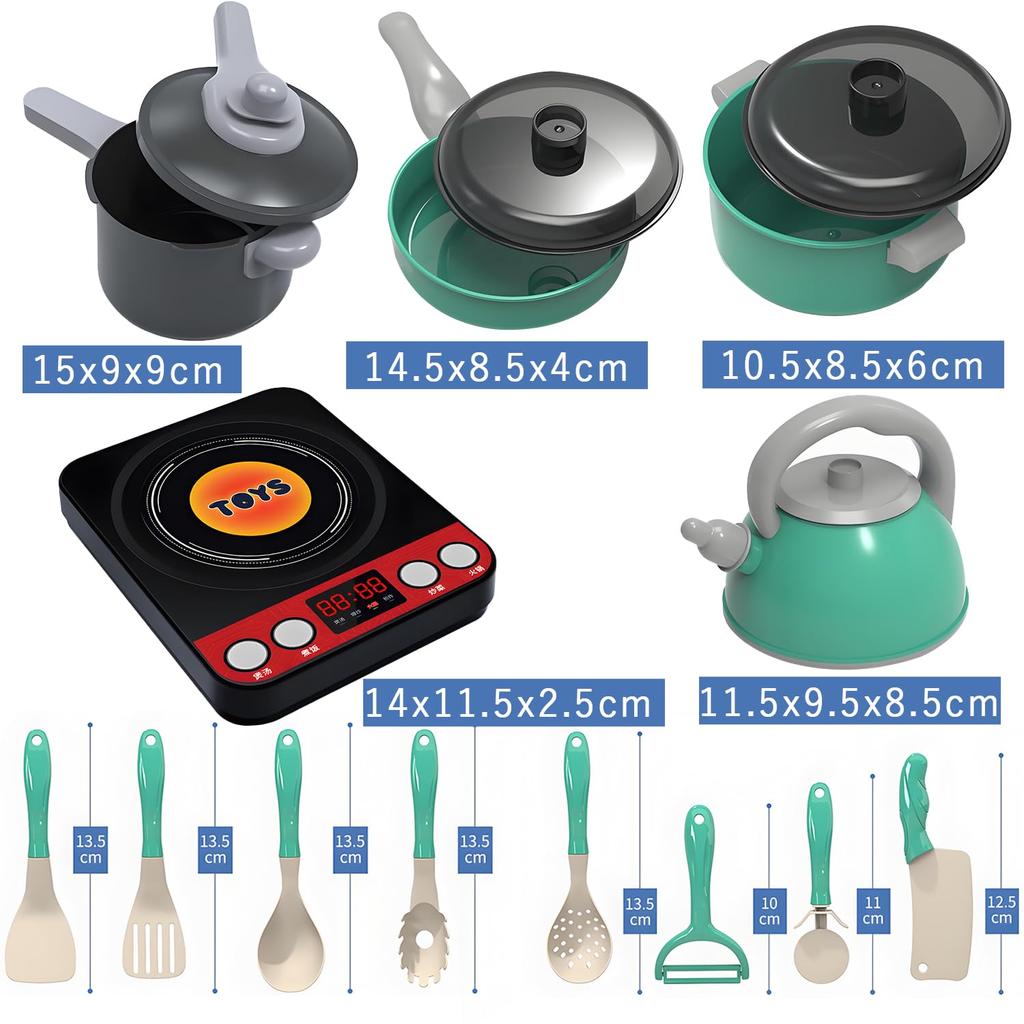 YONGDING Play House Set Play Kitchen Set Mini Kitchen Set Toys Educational Toys Pretend Play Vegetables Fruit Pots Pans Cooking Utensils Color