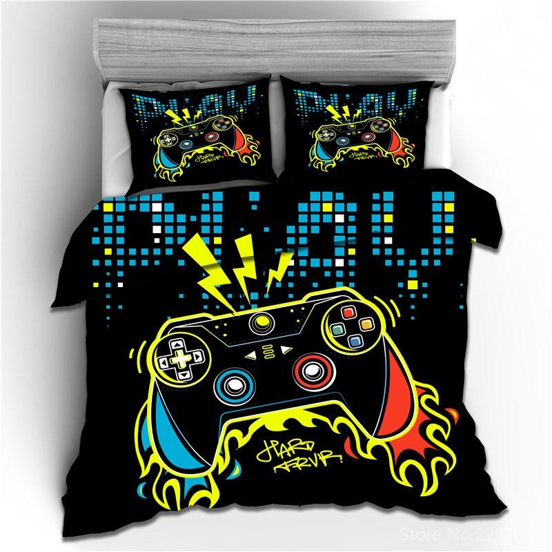 Fashion Black Family Game Gamepad 3d Bedding Set Adult Kids Gifts Pillowcase Duvet Cover Sets Bedroom Decor King Bed Linen Sets