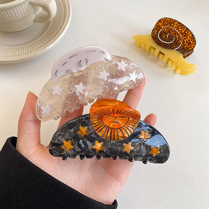 Ацетат Винтаж Звезда Ангел Зажим Фэнтези Элегантный Акула Зажим Креативный Животный Улитка Волосы Коготь Для Женщин Девочек Аксессуары Для Волос