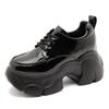 Fashion 7.5CM Full Cow Genuine Leather Black Platform Sneakers Wedge Female Fashion Autumn Spring Casual Ladies Moccasin Woman Shoes