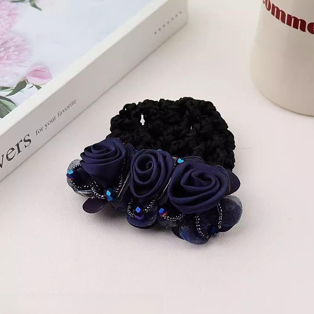 Updo Styling Tool Flower Hair Net with Spring Clip Net Pocket Headdress For Work Use