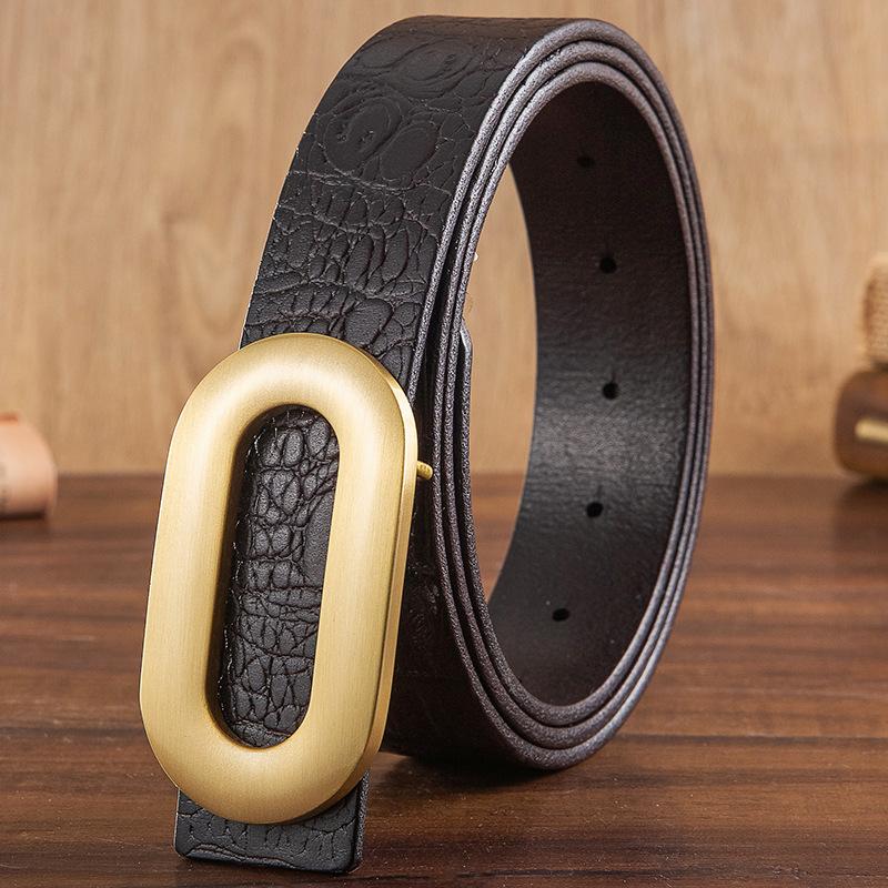 Ремень мужской кожаный пряжка первый слой настоящая коровья кожа мужской интерьерный деловой молодежный ручной работы с пряжкой из доски мужской ремень