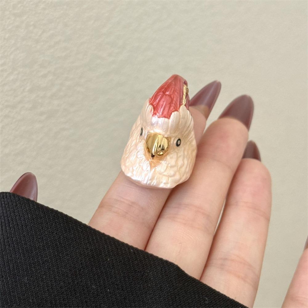 Дизайн для меньшинств Преувеличенное кольцо Кавайное массивное эмалевое кольцо Личность Попугай Капля масла Кольцо Друг