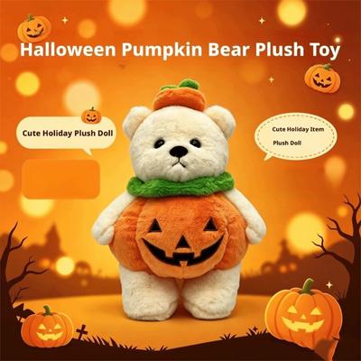 Bear with Pumpkin Plush Toy Pumpkin Fur Plush Doll Plush Pillow Stuffed Animal Halloween