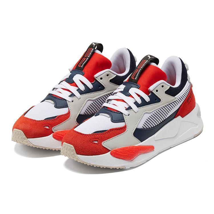 Puma Rs-Z Ретро Спортивная Ткань Кожа Амортизирующая Нескользящая Износостойкая Средней Высоты Повседневная Обувь для Бега Унисекс Кроссовки Красный Белый 381117-03