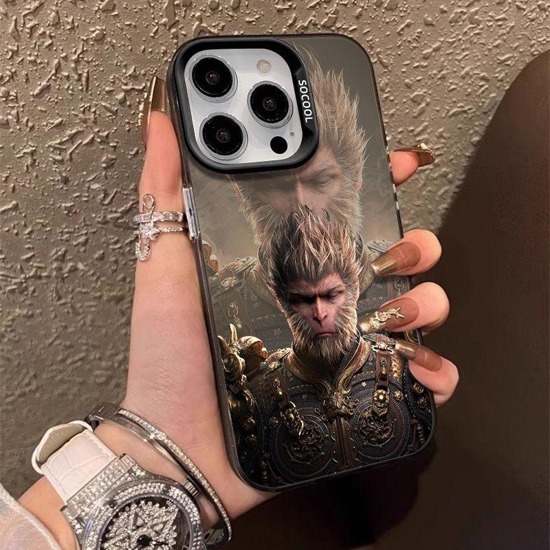 Силиконовый чехол для телефона Apple 15 ProMax - черный чехол для iPhone Myth Wukong Monkey King на 15/15promax/15plus/15pro/14/13/12/11/Xs/XR