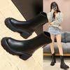 Brown Short Boots Women's 2025 Muffin Thick-soled Medium Tube Martin Boots Spring and Autumn Single Boots Thick Heel Thin Cigarette Tube Boots Incr