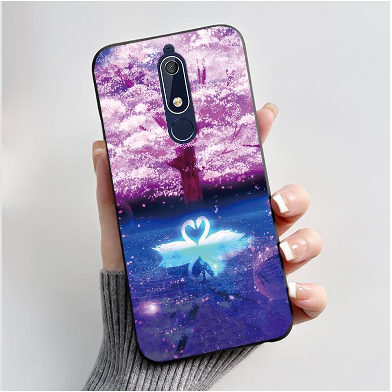 Милый Чехол Для Nokia 5.1/Nokia 5.1 Plus/Nokia X5/Nokia 5 Funda Чехол с Рисунком Защитная Крышка Мягкий Силикон Мультяшный Черный Корпус