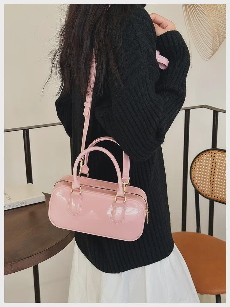 2025 Модная сумка-подушка через плечо из ПВХ-желе карамельного цвета - Большая вместительная женская сумка