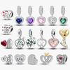 Подходят для браслетов Pandora Оригинальные Многоцветные Серия «Любовь и Сердце» Мама Семья Кот Медные Шармы Бусины Сделай сам Ювелирный Подарок на День Рождения