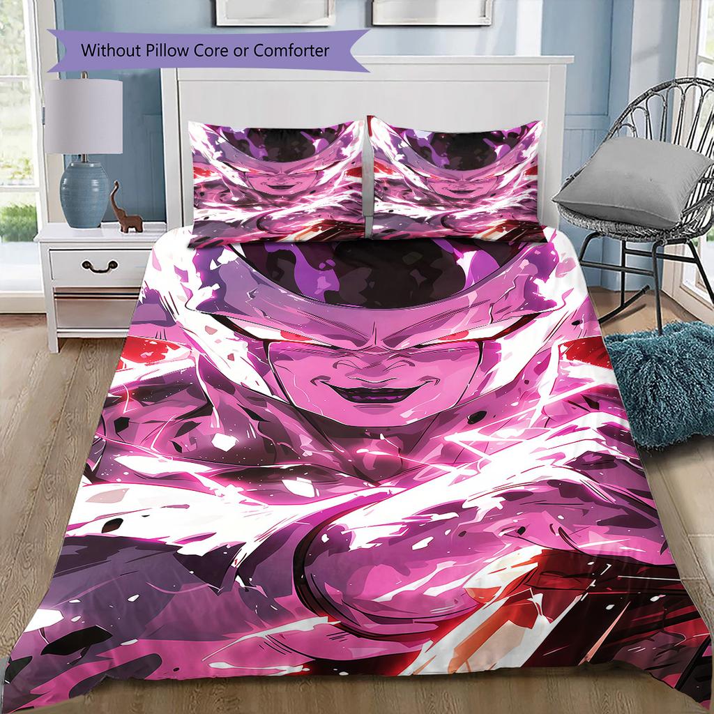 Frieza Pattern Bedding Quilt Set Quilt Cover Pillowcase Home Birthday Gift(1 * duvet cover + 2 * pillowcase, without core)