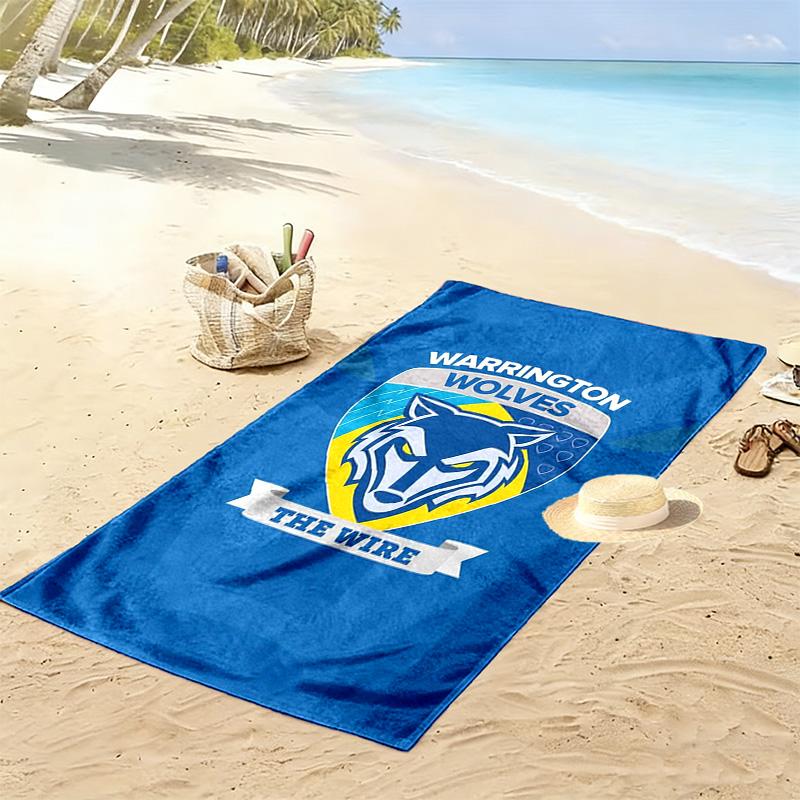 Warrington Wolves Print Beach Towel, Large Soft Quick Dry Towel for Beach Camping Swimming
