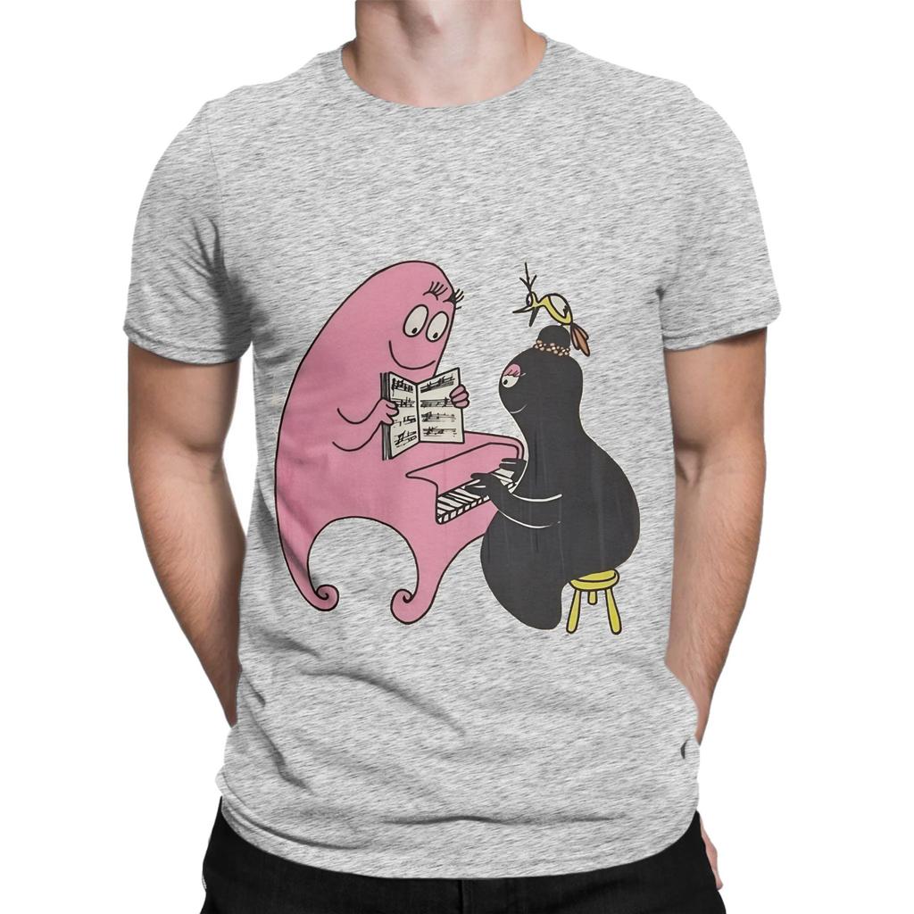 Barbapapa spielt Klavier Jahrgang Novelty 100 Cotton TShirt Barbapapa Tops Tees For Unisex