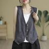 Women's Linen Vest Summer Casual Sleeveless Cardigans Jacket Loose Thin Casual Button Vest Top Female Streetwear Vest Coat