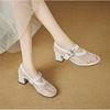 Летние женские туфли-лодочки Mary Jane Single Shoe с круглым носком и ажурной сеткой на высоком каблуке