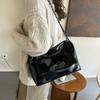 Модная вместительная сумка через плечо, однолямочная, из ПУ-материала, сумка-тоут, с цепочкой, однотонная, сумка на плечо