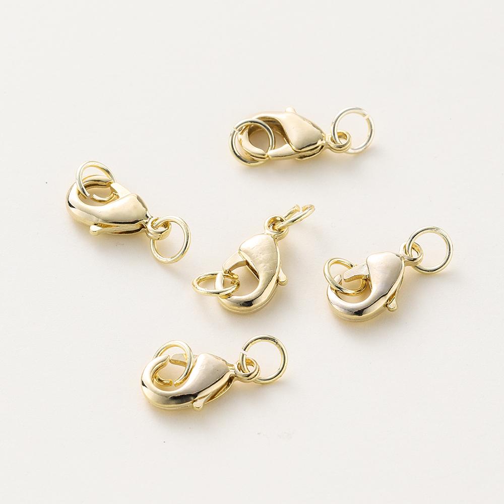 10pcs/lot 14K 18K Gold Lobster Clasps With Jump Ring Necklace Bracelet Extender Chain Connectors For DIY Jewelry Making Findings