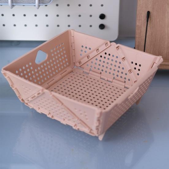 PP Folding Drain Basket Fast Draining Hygienic Space-saving Desktop Fruit Storage Basket for Kitchen Sink