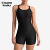 Купальники Boyleg для женщин, спортивный цельный купальный костюм, купальник с перекрещивающимися чашечками на спине