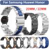 Stainless Steel Wrist Band For Huawei Honor Samsung Galaxy Watch (20mm or 22mm) Watchband Smartwatch Wristband Quartz Watch Bracelet Accessories Strap