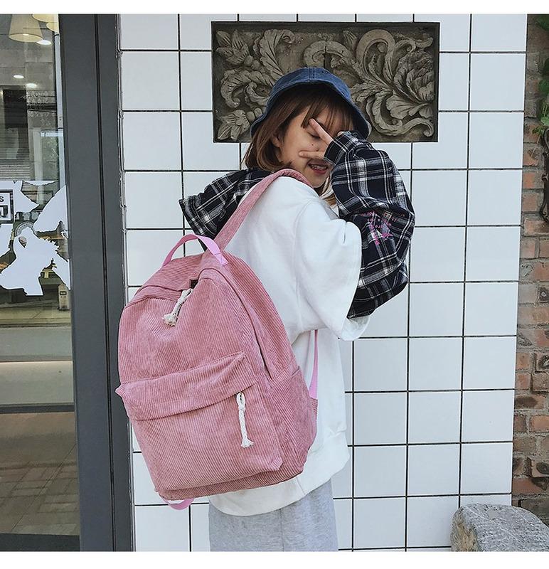 SCIONE Рюкзак из мягкой ткани, женский вельветовый дизайн, школьный полосатый рюкзак для девочек-подростков, сумка mochila