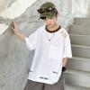 Boys' short sleeved casual T-shirt summer 2026 new item, mid size children's summer outfit, half sleeved top, children's perforated pocket