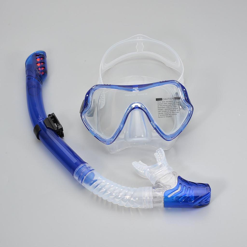 Snorkeling & Diving Set: Large Frame Silicone Mask and Snorkel for Men and Women