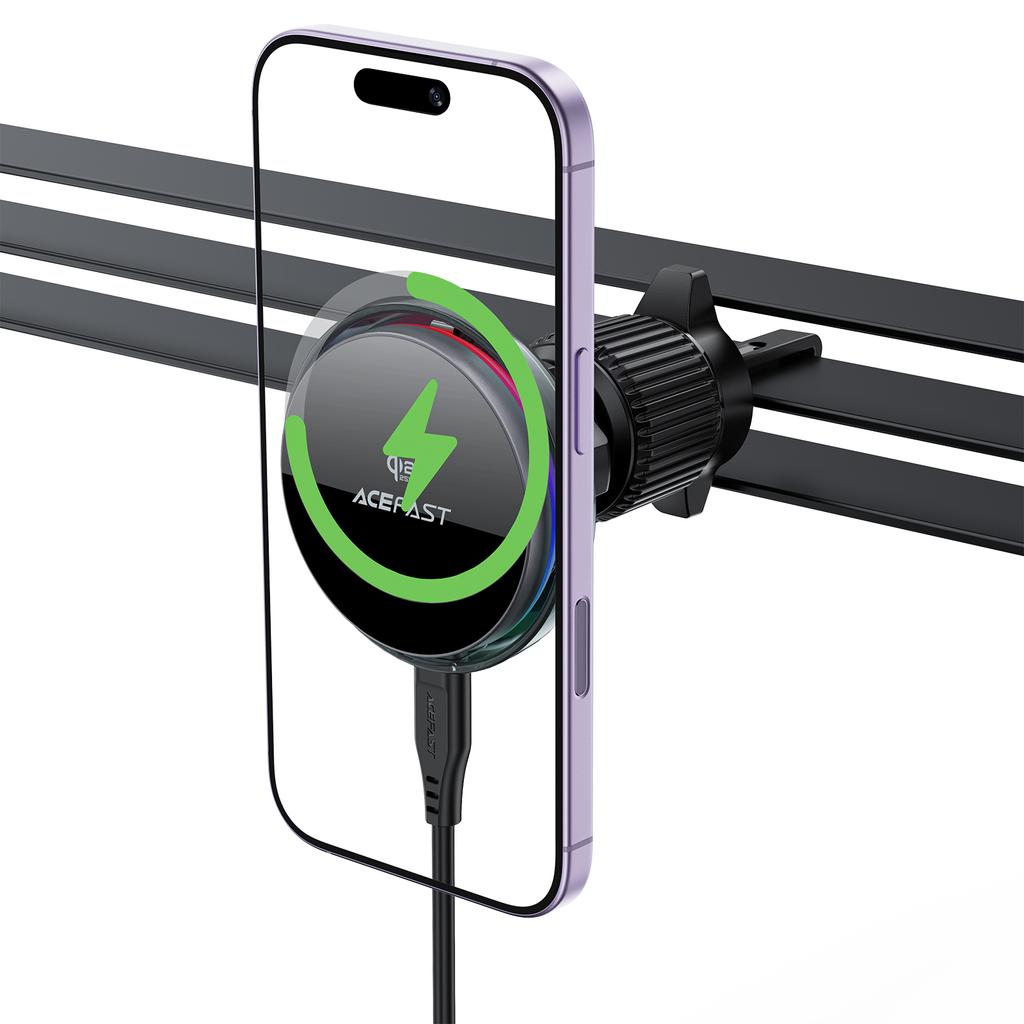 ACEFAST D61 QI2 25W Magnetic Wireless Charging Car Mount Adjustable Car Charging Holder with Cooling Fan