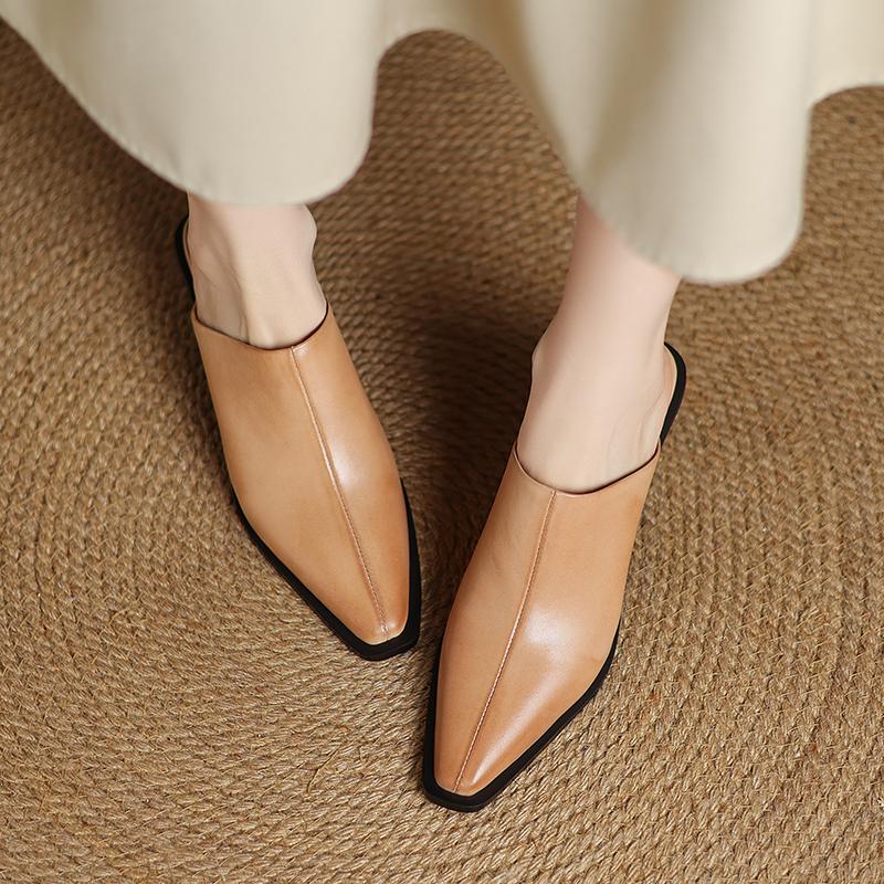 Модные Новые Летние Коричневые Туфли Элегантная Европейская Американская Мода Массивные Слайды на Танкетке Женские Туфли на Высоком Каблуке Платье Туфли Закрытый Носок Туфли-Мюли