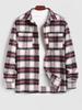Men's Casual Plaid Pattern Fluffy Fleece Pocket Design Single-breasted Shacket