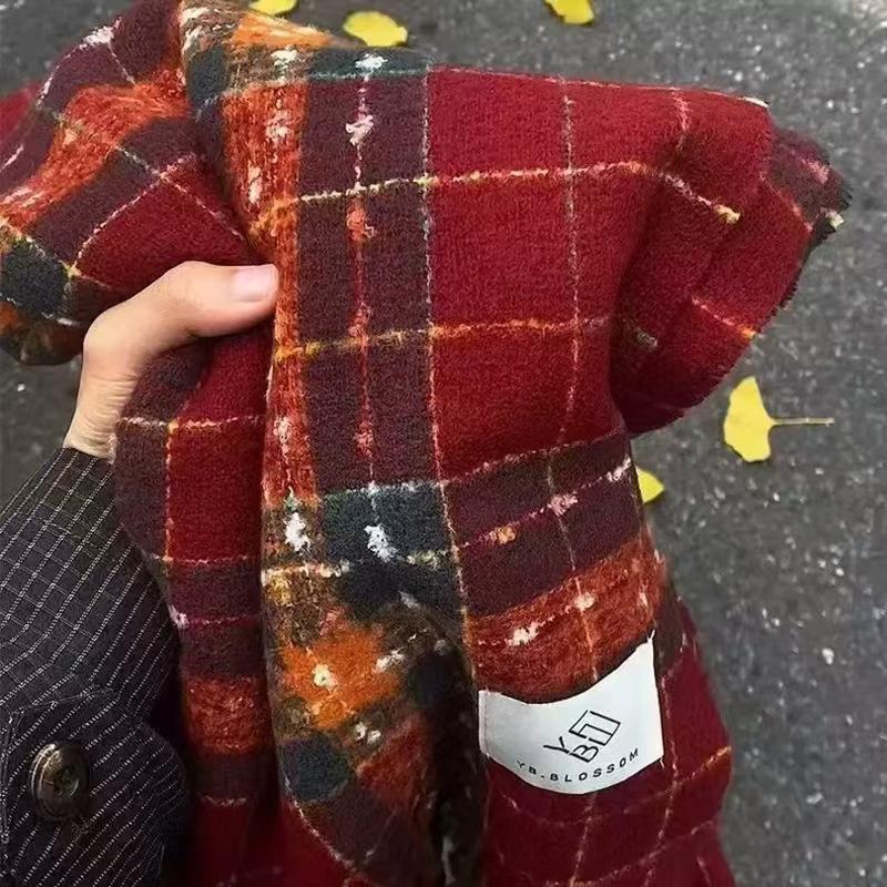 Versatile Warm Scarf Student Niche Winter Imitation Cashmere Shawl Fringed Galaxy Plaid Scarf Woman