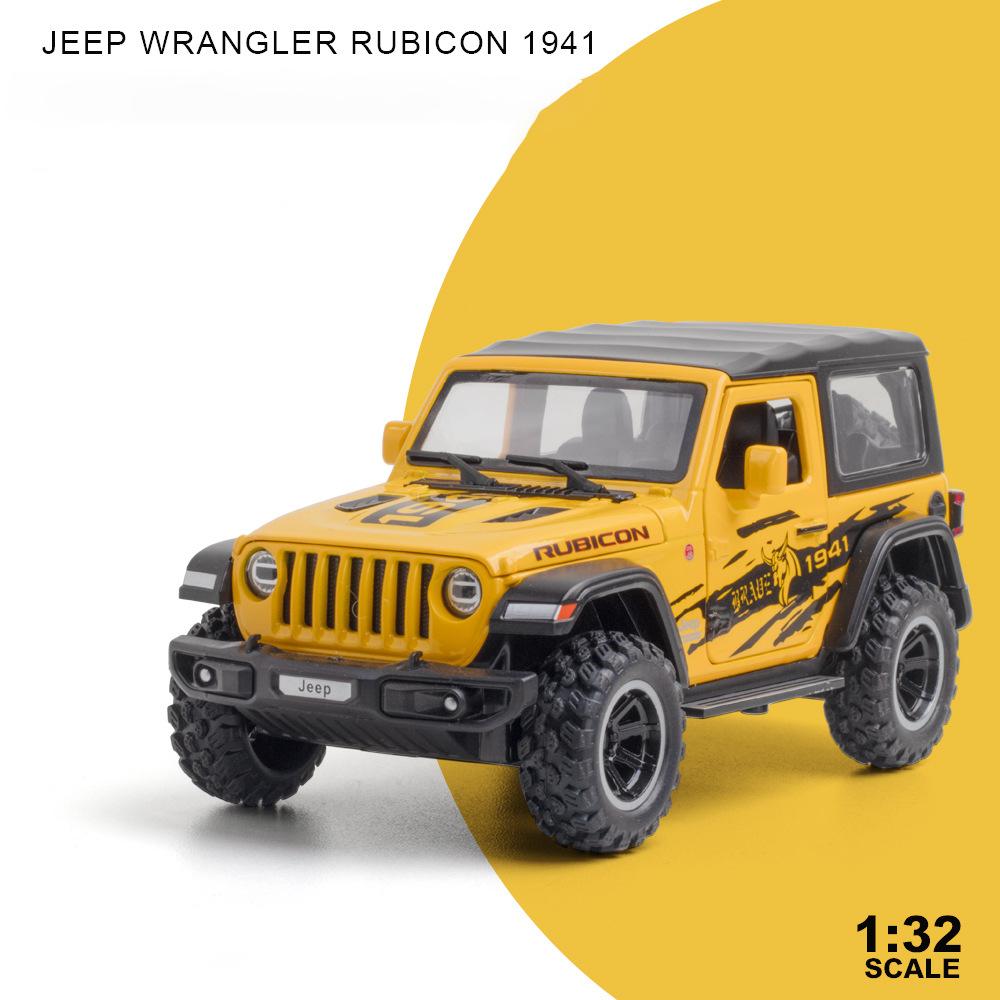 1/32 Jeeps Wrangler Rubicon 1941 Внедорожные литые легкосплавные автомобили и игрушечные транспортные средства Модель автомобиля Звуковые и световые игрушки для детей Подарки
