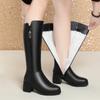 Женские зимние ботинки, теплые высокие сапоги из натуральной кожи и шерсти, женские модные женские сапоги на среднем каблуке на весну и осень