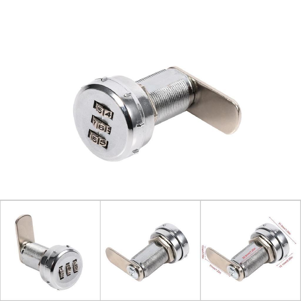 3 Digit Code Combination Cam Cabinet Silver Stainless Steel Convenient Password Security Coded Lock