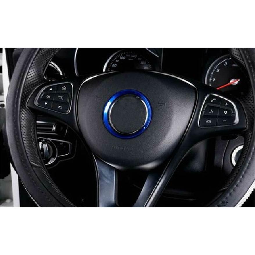 2016-21 Blue Aluminum Panel Steering Wheel Horn Ring Cover For Benz E-Class W213