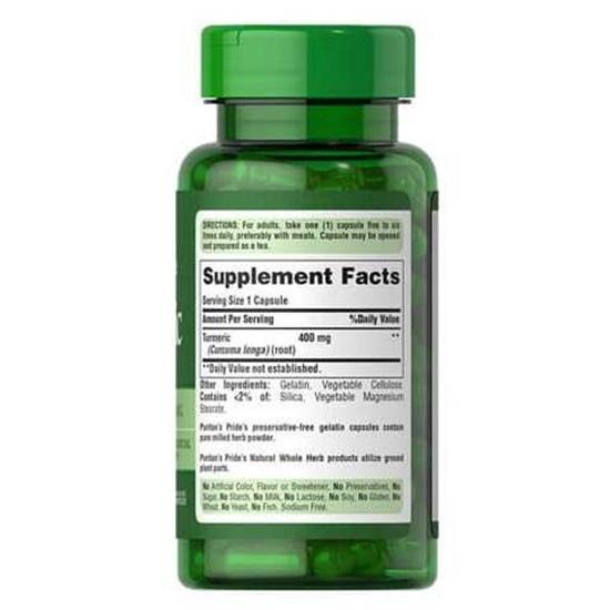 Puritan's Pride Куркума 400 мг, 100 капсул