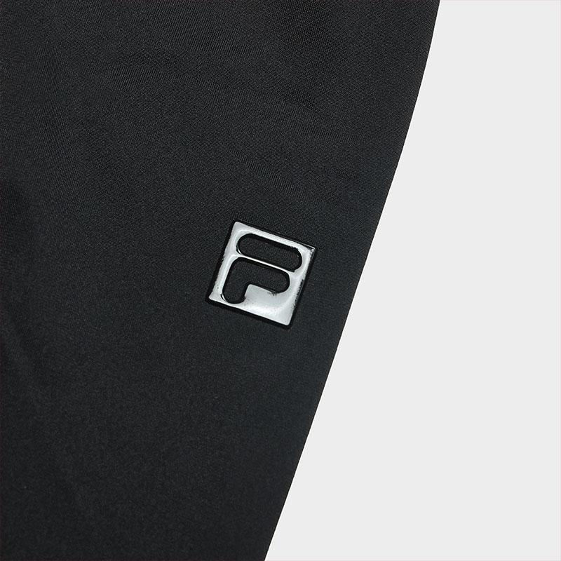 Fila Color Block Stand Collar Golf Stretch Knit Long Sleeve T-Shirt Women Tops Deep-Black A11W415202F-BK