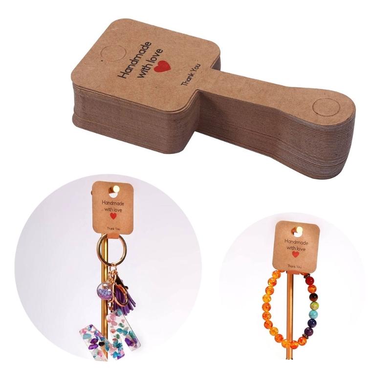 100Pcs Handmade Letter Cards Earring Holder Cards Self Adhesive Jewelry Packaging Card Small Products Display Cards