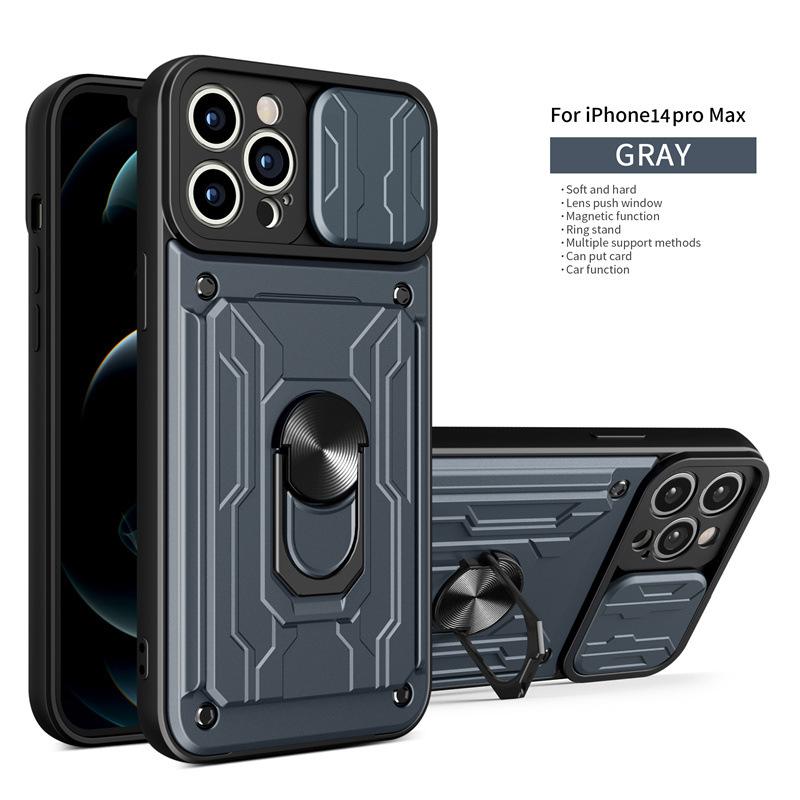 Подходит для IPhone17Pro Max Lijia Окно Нажимной Чехол для Мобильного Телефона Apple 12 Магнитное Кольцо Противоударный Защитный Чехол
