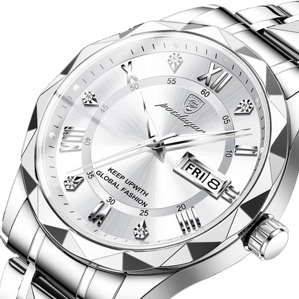 Модные кожаные часы класса люкс, водонепроницаемые, светящиеся, новые мужские часы, автоматический календарь, кварцевые часы с неделей