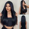 Black Long Synthetic Lace Front Wig Straight Natural Hairline Black Wig Lace Front Heat Resistant Wig for Women Daily