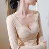 Modal Thin Bottoming Shirt Women's 2025 New Model with Chest Pad Square Neck Thermal Underwear Autumn and Winter with Slim Top