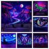 Blacklight Galaxy Moon Tapestry Trippy Plant Floral Uv Reactive Neon Mountain Forest Psychedelic Wall Tapestrie For Room Decor