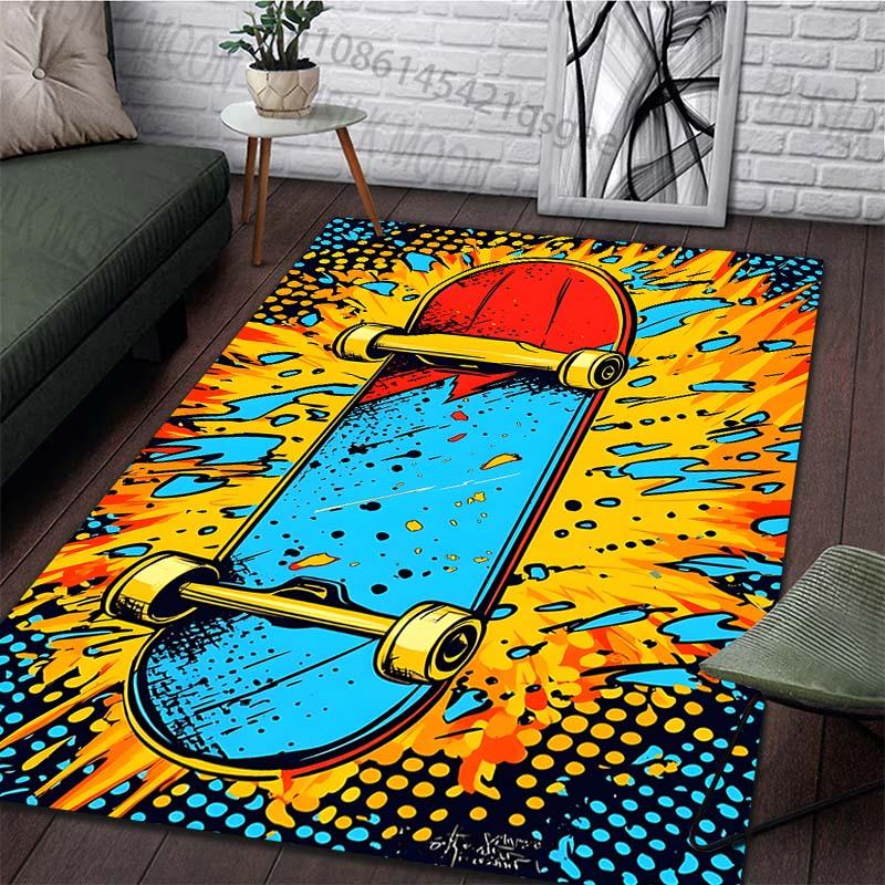 Creative Colorful Skateboard Print Rug Carpets for Bedroom Living Room Sofa Mat Door Mat Dressing Room Rugs Large Size