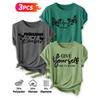 Three-piece set Elegant short-sleeved shirt for women Butterfly Spring Inspirational Slogan Print Pattern Round Neck Short Sleeve Casual Style