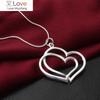 Романтическое ожерелье с подвеской в виде двойного сердца из серебра 925 пробы для женщин, модные уличные украшения, свадебные вечеринки, праздничные подарки