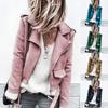 Women's Casual  Faux Suede Slim Zippers Coat Short Cool Motorcycle Jacket