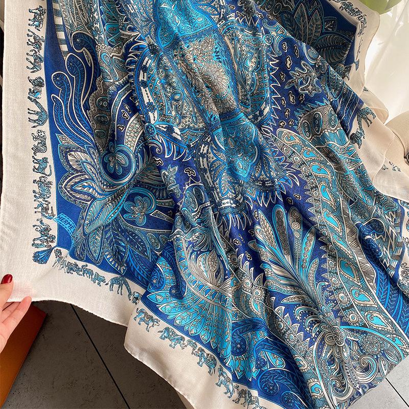 Универсальный хлопково-льняной клетчатый солнцезащитный дорожный платок-шаль - Большой 130 квадратный